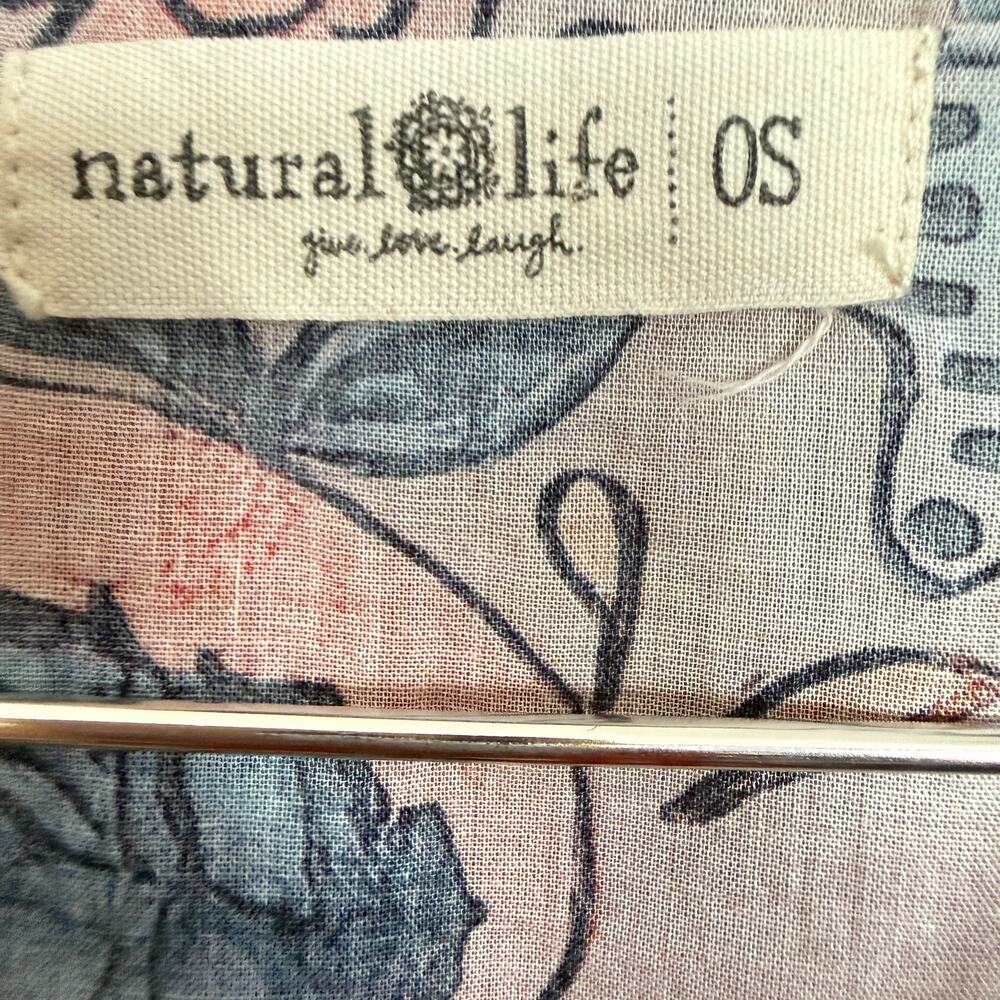 Natural Life OS Floral Mushroom Button Down Shirt 100% Cotton Boho Oversized Top - Picture 3 of 7